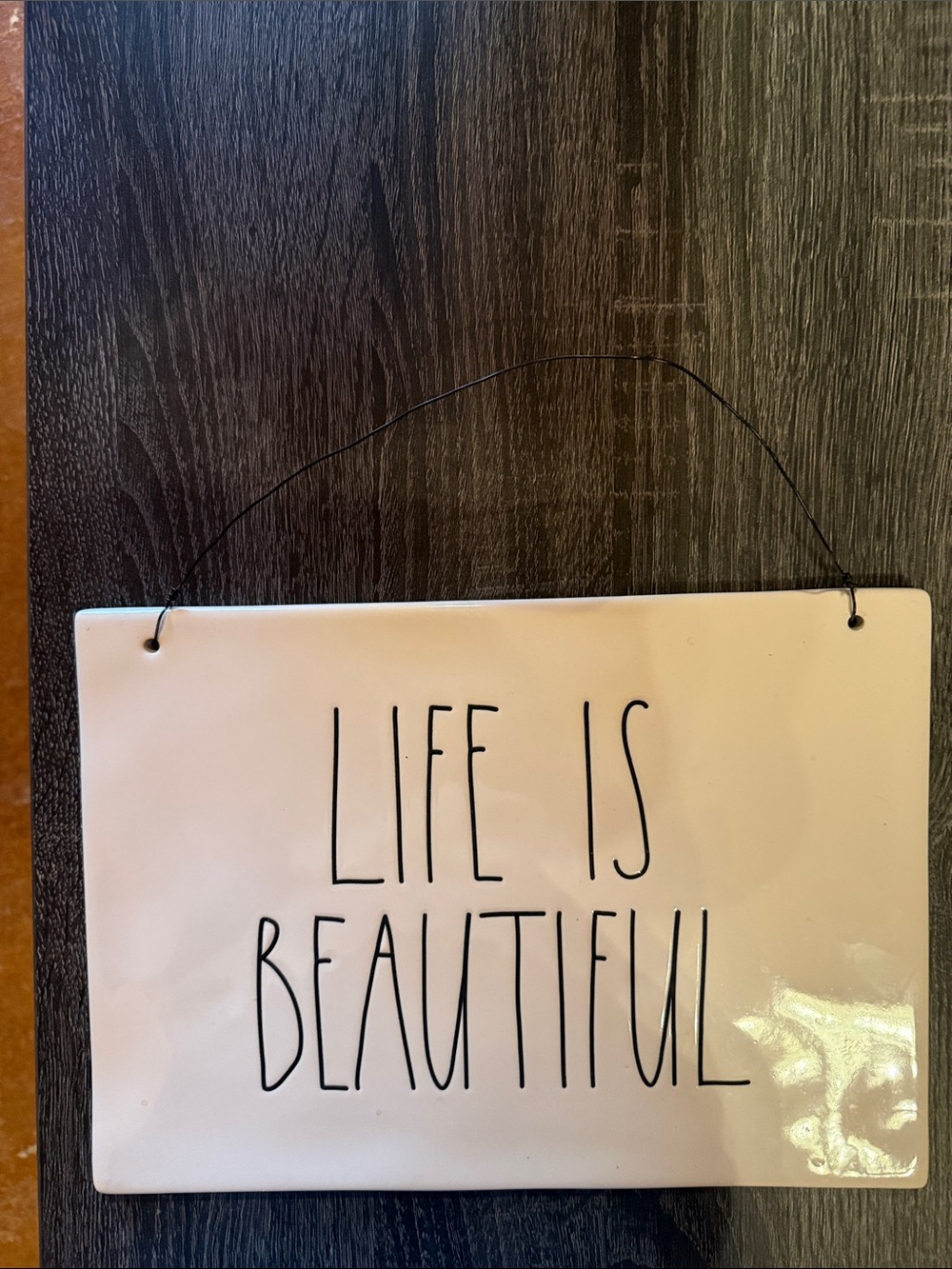 Rae Dunn Cream and Black "Life Is Beautiful" Wall Sign